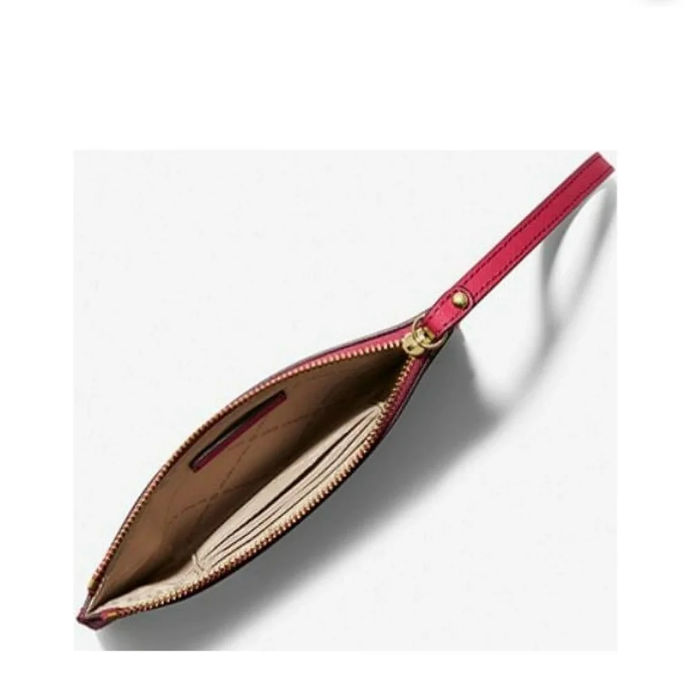 Michael Kors Jet Set Medium red Saffiano Leather Crossover Slim Wallet Wristlet
